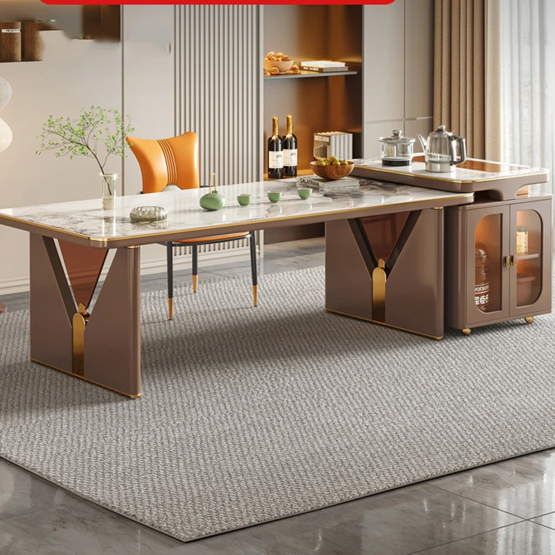 Dinning Bộ Bàn Ăn Hiện Đại Tay Cầm Trang Điểm Cao Cấp Bàn Ăn Ghế Bộ Bàn Travertin Nội Thất Phòng Ăn XF20XP