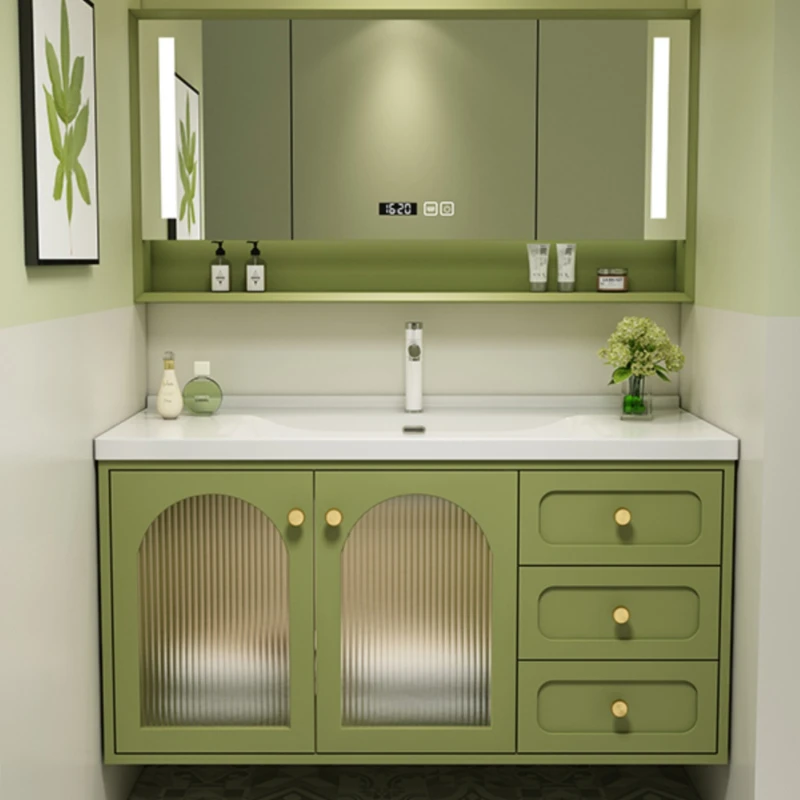 Phong Cách Châu Âu Phòng Tắm Vanity Tủ Người Tổ Chức Gương Gỗ Trang Điểm Tủ Lưu Trữ Kệ Salle De Bain Armoire Đồ Nội Thất