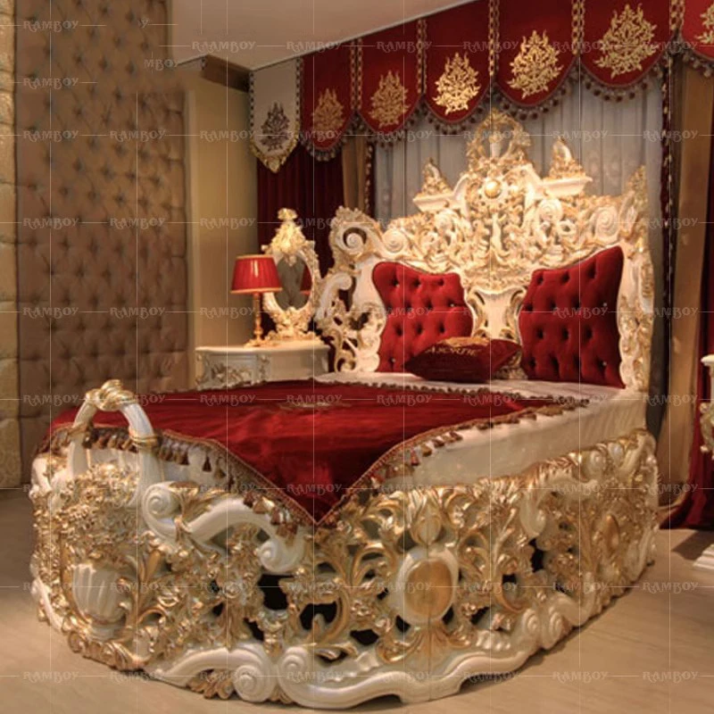 Châu Âu Cao Cấp Khung Giường Tủ Master Gỗ Phòng Chờ Giường Ngủ Nhà Đầu Giường Hiện Đại Cama Hôn Nhân Nội Thất Phòng Ngủ