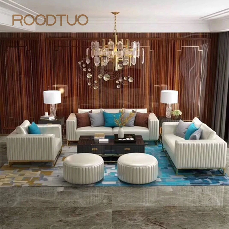Màu Xám Mặt Cắt Sofa Đôi Ba Người Ghế Đèn Phòng Khách Cao Cấp Sofa Da Mềm Mại Ghế Bành Nội Thất Gia Đình