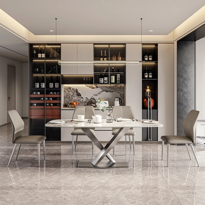 Phòng Khách Phòng Ăn Bộ Kết Hợp Nhà Thiết Kế Bắc Âu Bếp Bàn Vuông Hiện Đại Conjuntos De Salas De Jantar Nội Thất Gia Đình