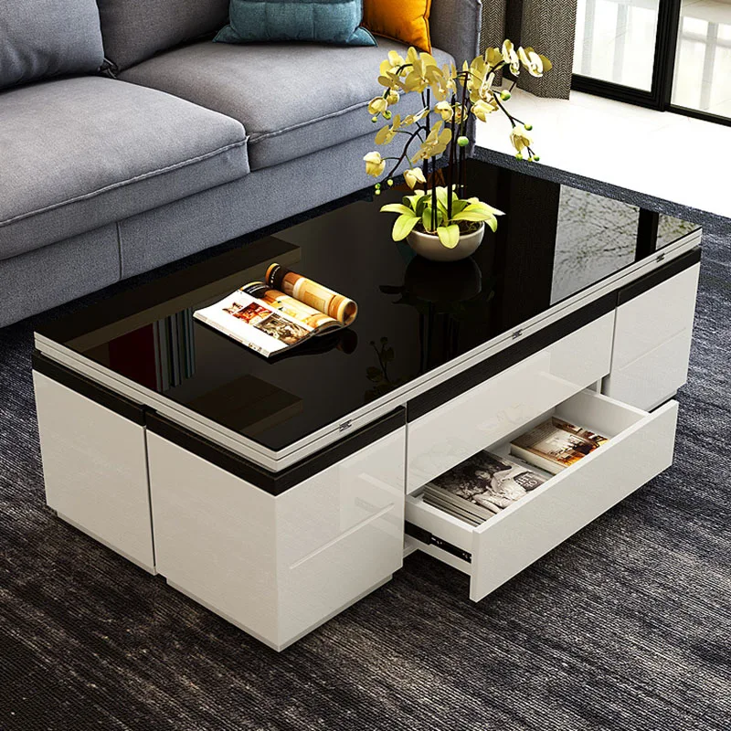 Phòng Khách Cao Cấp Bàn Trâu Sofa Đen Mesa Bên Di Động Coffe Bàn Trắng Hiện Đại Kaffee Tische Nội Thất Gia Đình