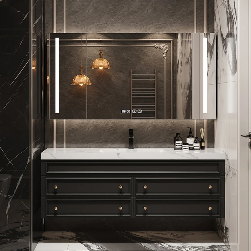 Sang Trọng Tổ Chức Vanity Tủ Phòng Tắm Bộ Gương Hiển Thị Tủ Bảo Quản Ngăn Kéo Vệ Sinh Armoir Salle De Bain Nội Thất Gia Đình