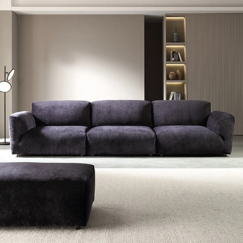 Sofa da sang trọng nhẹ của Ý da bò lớp đầu tiên đơn giản, hiện đại, thiết kế cong sofa phòng khách căn hộ lớn kết hợp