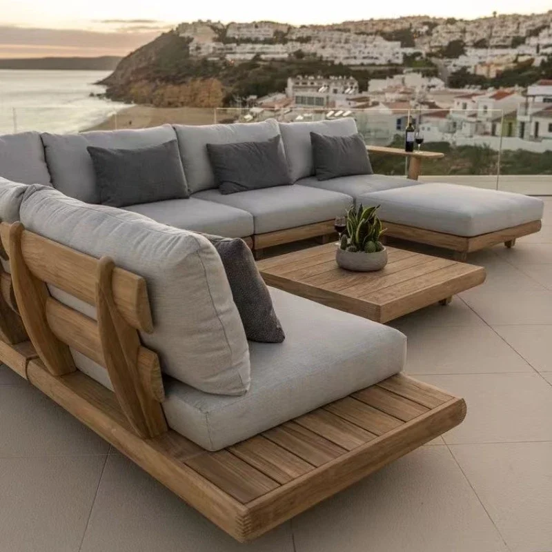 Nội thất gỗ nguyên khối hiện đại có đệm Bộ ghế sofa Phòng khách Sân vườn Khách sạn Sofa ngoài trời