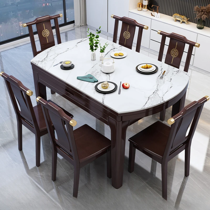 Đa Năng Thiết Kế Ghế Bàn Bếp Chống Trượt Hình Bầu Dục Hiện Đại Nối Dài Bàn Tròn Ghế Bộ Mesas De Comedor Đồ Trang Trí