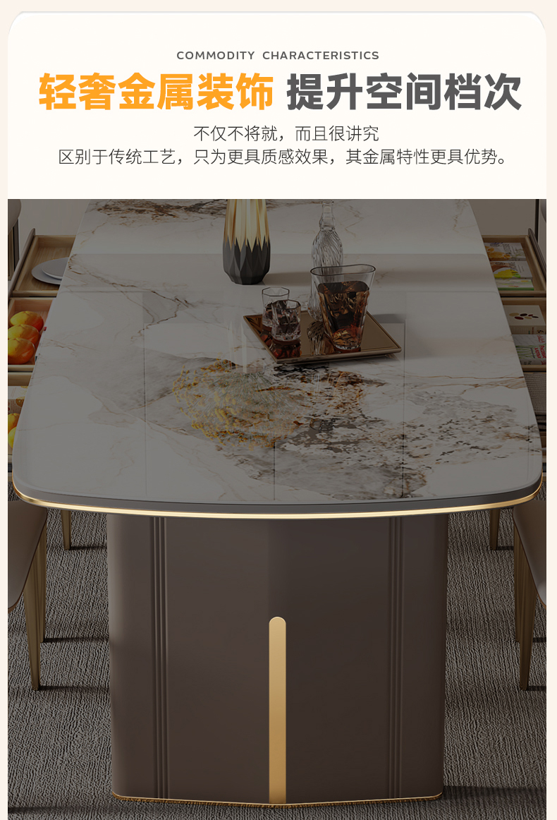Bộ bàn trang điểm Bộ ghế Khách sạn Đá cẩm thạch Tiếp tân Bàn bên máy tính 8 người Mesa Comedor Bàn cà phê