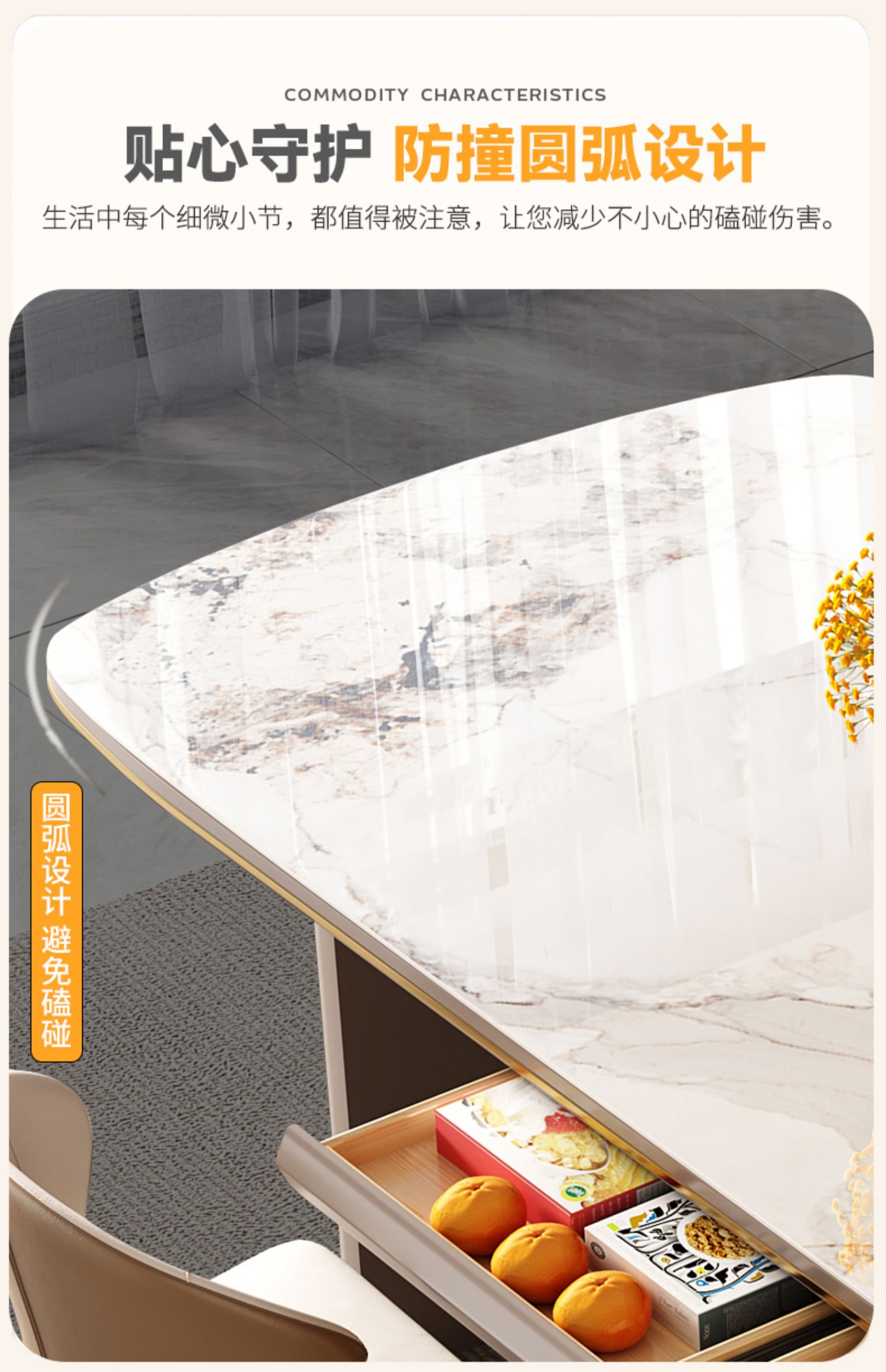 Bộ bàn trang điểm Bộ ghế Khách sạn Đá cẩm thạch Tiếp tân Bàn bên máy tính 8 người Mesa Comedor Bàn cà phê