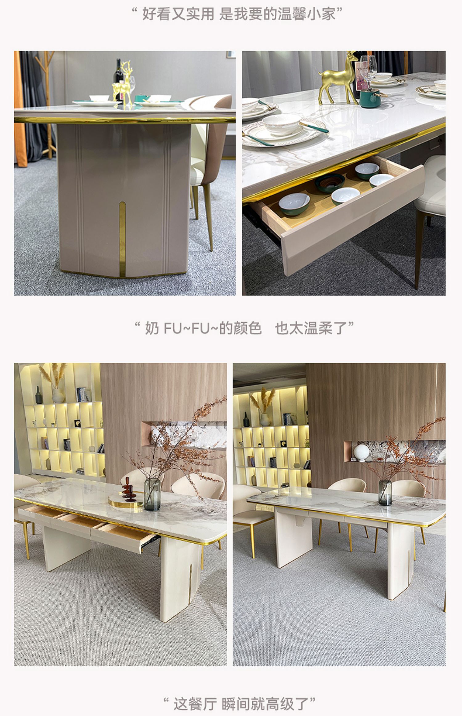 Bộ bàn trang điểm Bộ ghế Khách sạn Đá cẩm thạch Tiếp tân Bàn bên máy tính 8 người Mesa Comedor Bàn cà phê