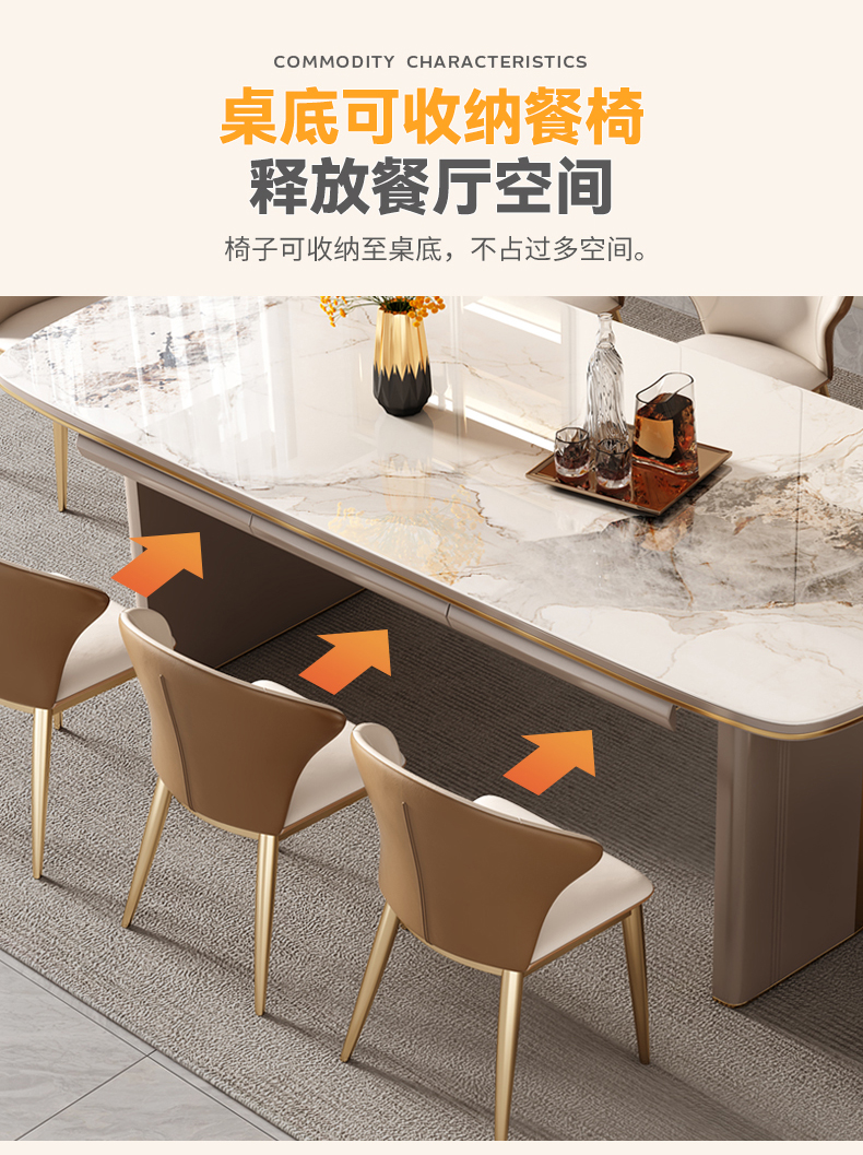 Bộ bàn trang điểm Bộ ghế Khách sạn Đá cẩm thạch Tiếp tân Bàn bên máy tính 8 người Mesa Comedor Bàn cà phê
