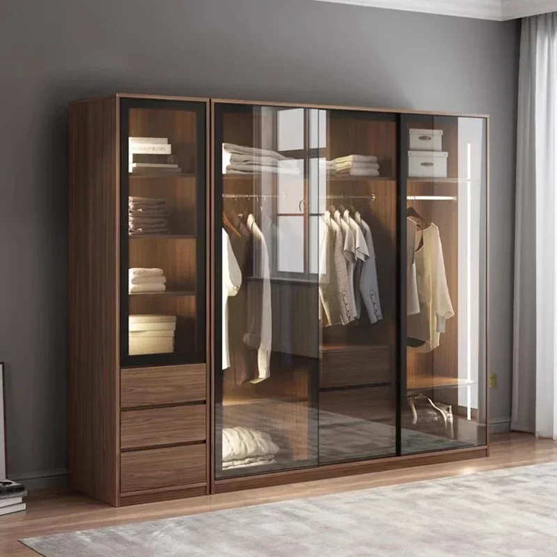 Simples Hiện Đại Tổ Chức Tủ Quần Áo Ngăn Kéo Treo Đường Ray Tủ Bảo Quản Kính Cửa Trượt Phòng Ngủ Roupeiros Vật Dụng Gia Đình