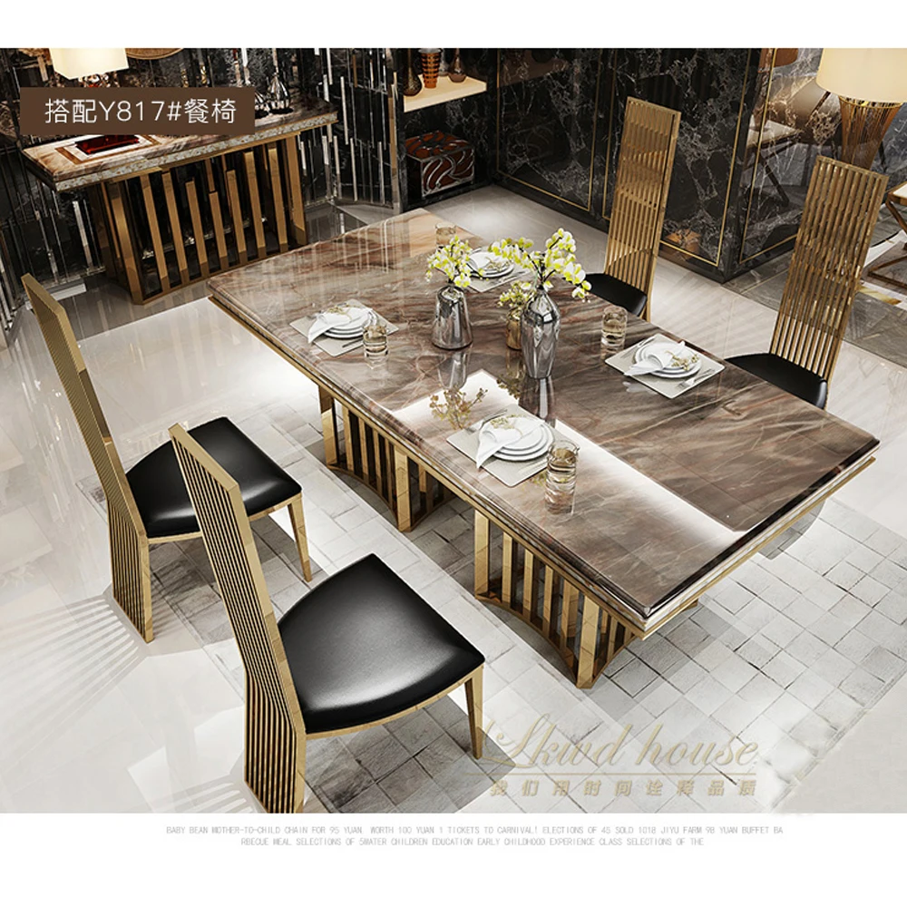 bàn ăn bằng đá cẩm thạch hình chữ nhật Comedor Sillas De Comedor Mesa Comedor Muebles De Madera Jantar Ghế Vàng Bắc Âu