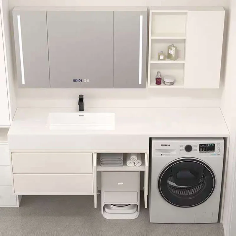 Gỗ Trắng Tủ Phòng Tắm Cao Cấp Bắc Âu Vệ Sinh Ngăn Kéo Phòng Tắm Vanity Mirror Treo Tường Armoir Salle De Bain Trang Trí